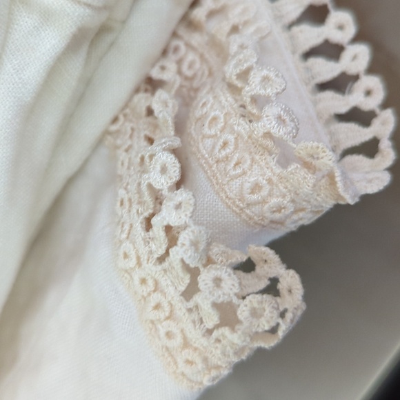 Finity Naturals Cream 100% Linen Midi Skirt Crochet Hem Vintage Women's Size 2X - Picture 5 of 5